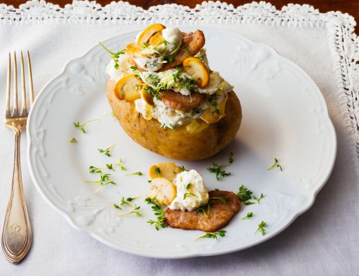 Patate fondenti con pollo e funghi