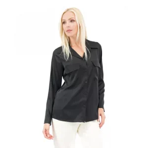 Caterina Lancini Camicia in raso lavato con tasche