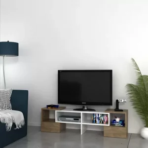 Homemania Mobile TV Fold adattabile in legno bianco e noce