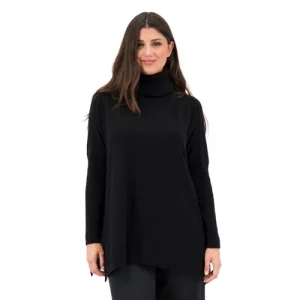 Hekla & Co Poncho dolcevita in maglia con cachemire