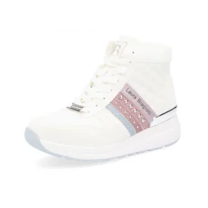 Laura Biagiotti Sneakers alta effetto scamosciato con borchie e zeppa 4 cm