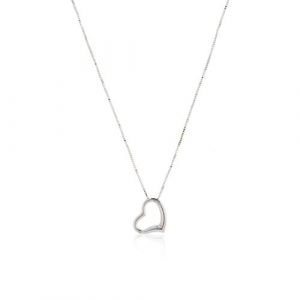 Lucchetta Collana oro bianco 750 cuore con diamante