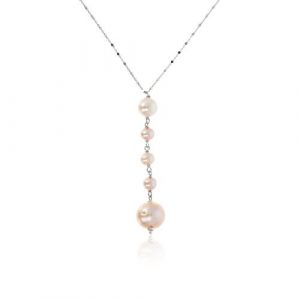 Perlaviva Collana a Y in argento 925 con perla Ming