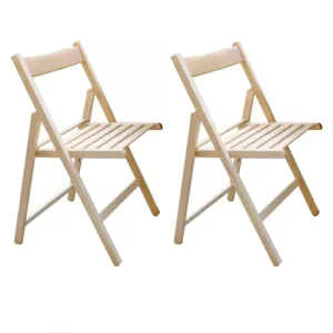 Italiadoc 2 sedie pieghevoli in legno di faggio color naturale