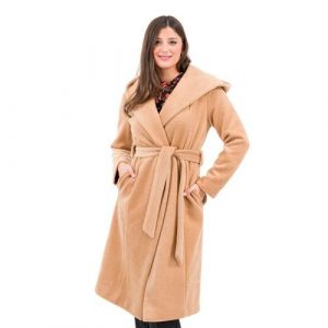 Matilde Design Cappotto a vestaglia in panno velour con cappuccio