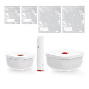 Guzzini Kit sottovuoto: 2 contenitori, 4 sacchetti e pompa cordless