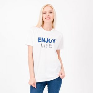 Enjoy T-shirt in jersey 100% cotone con stampa